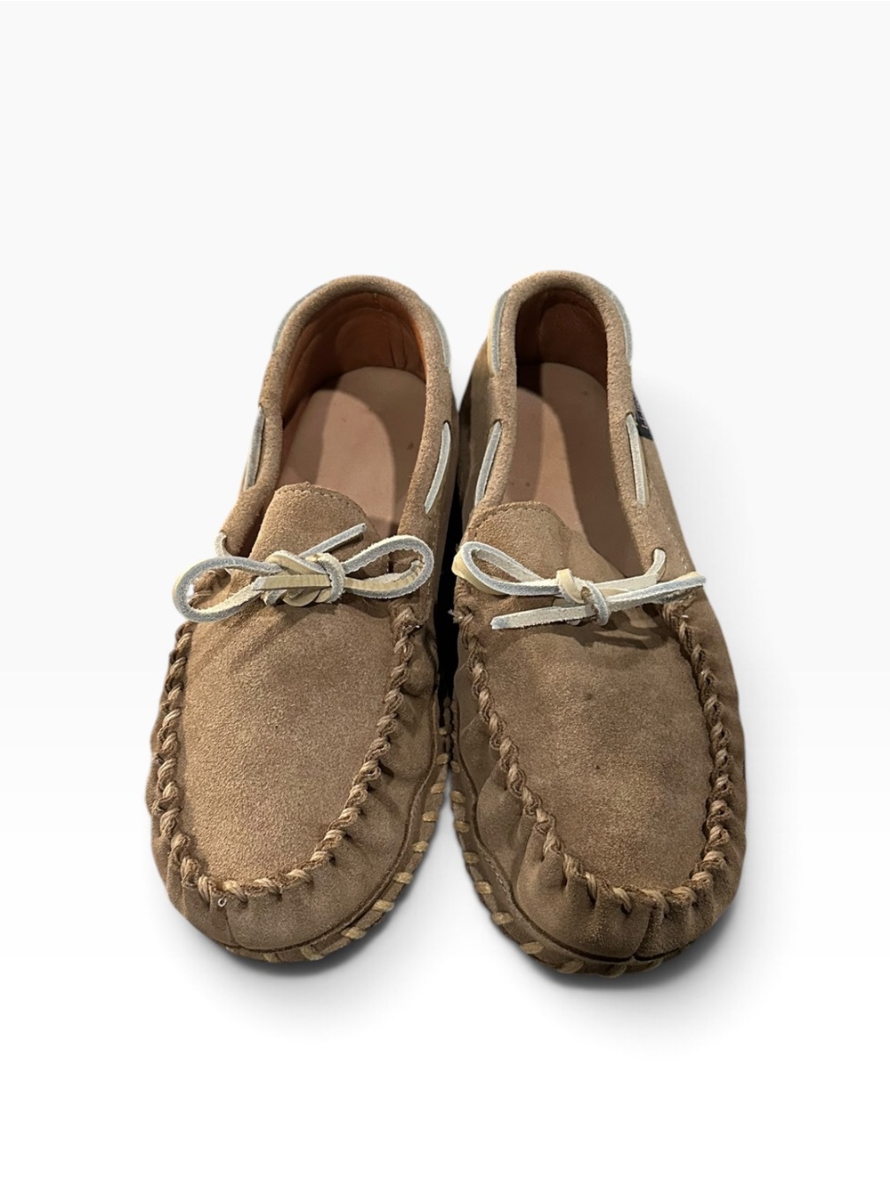 L.L. Bean Women's Suede Leather Double-Sole Moccasins Slippers Tan 9 M 50602